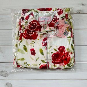 NWT SweetHoney Red Rose Lounge 2 Piece Long Sleeve Button Up Pants